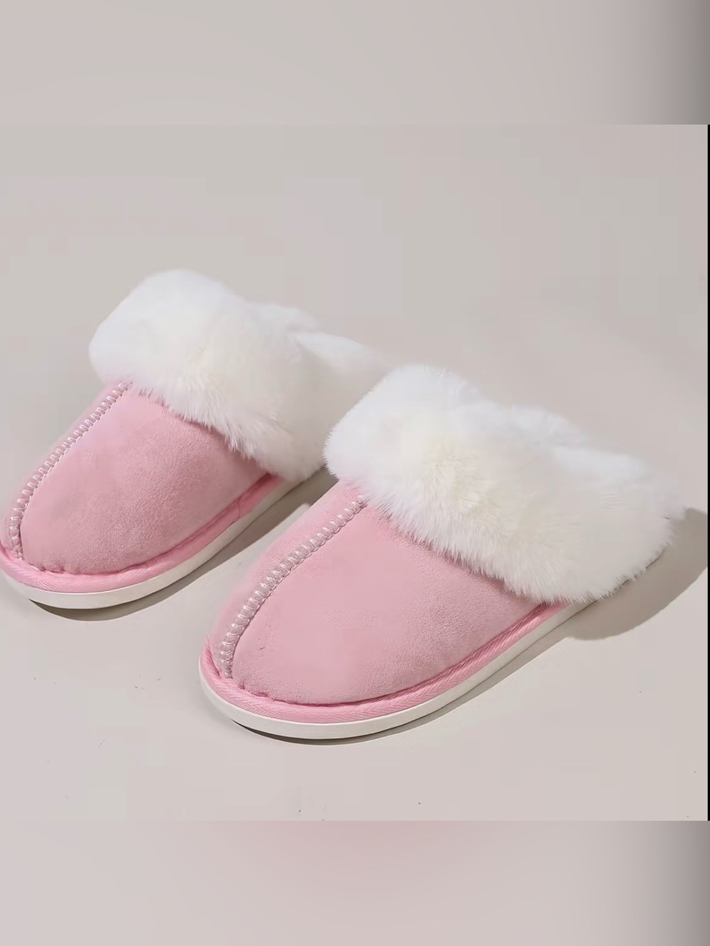 Womens Pink Faux Fur Lined Scuff Slippers House Shoes Size 8-9 New